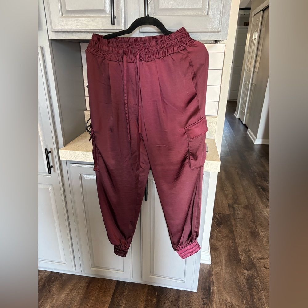 Joe's Jeans Plum Darya Jogger Pants in Zinfandel wine color
